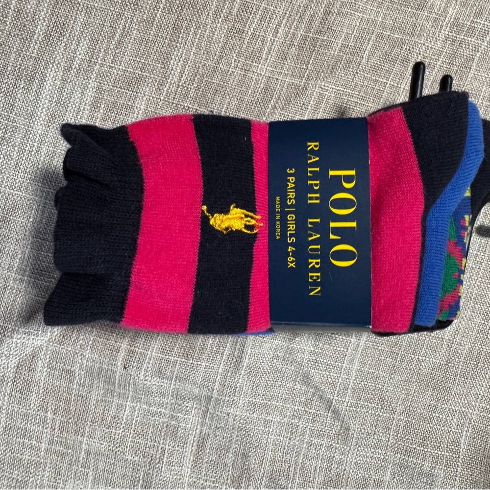 Polo by Ralph Lauren Girls' Socks 3 Pack Size 4-6X